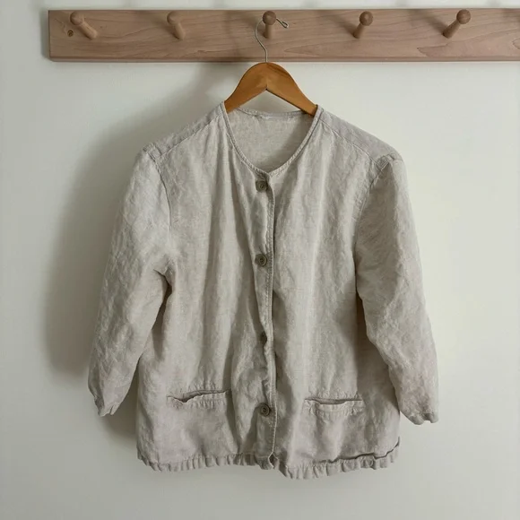 ✨FINAL SALE✨ Vintage Linen Top/Jakcet, S - Picture 2 of 4